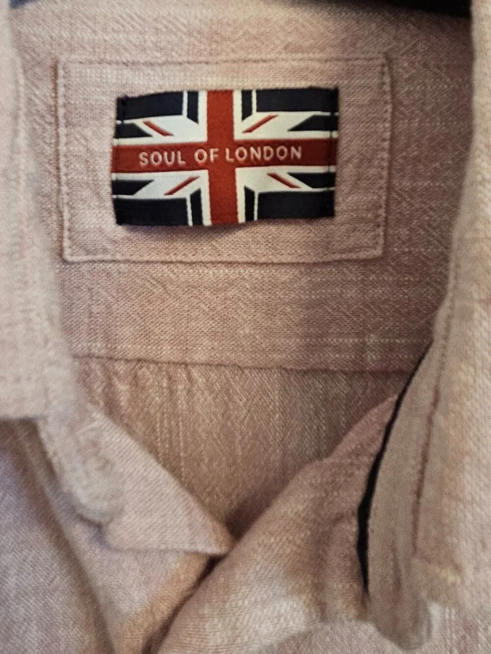 Soul of London Mens Pink Linen Blend Short Sleeve Button Up Shirt Size Large L